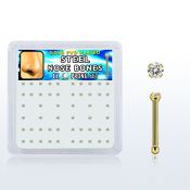nbtz15xc caja unidades piercing nariz acero chapado pvd dorado hueso cz redonda color claro