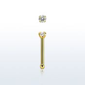 nbtzr2 piercing nariz hueso acero chapado pvd dorado cz redonda color claro