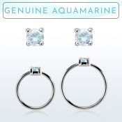 nhge8 aro continuo nariz plata 925 con genuina 2mm aguamarina engastada distribuidor mayorista