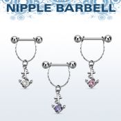 npdl23 banana pezon acero quirurgico bolas 5mm conectadas ancla redonda zirconia al por mayor