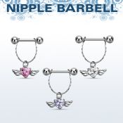 npdl26 banana pezon acero quirurgico bolas 5mm conectadas cz corazon alas al por mayor