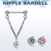 npdl2 barbell pezon acero quirurgico bolas 5mm conectadas traves luna zirconita mayorista