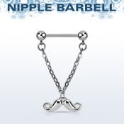npdl38 barbell pezon acero quirurgico bolas 5mm conectadas traves colgante bigote feliz al por mayor