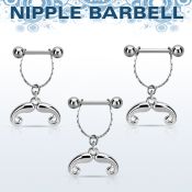 npdl39 barbell pezon acero quirurgico bolas 5mm conectadas traves colgante bigote frances al por mayor