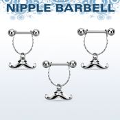 npdl40 barbell pezon acero quirurgico bolas 5mm conectadas traves colgante bigote feliz distribuidor