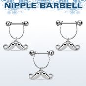 npdl41 barbell pezon acero quirurgico bolas 5mm conectadas traves colgante bigote feliz venta