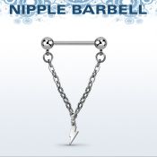 npdl43 barbell pezon acero quirurgico bolas 5mm conectadas traves colgante acero liso rayo al por mayor