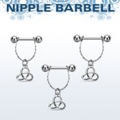 npdl9 banana pezon acero quirurgico bolas 5mm conectadas nudo celtico trinidad colgado al por mayor