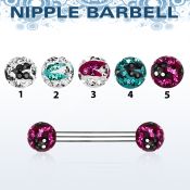 npfr5c barbell pezon acero quirurgico bolas multi cristal ferido 5mm rayas cebra mayorista