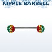 npfr5r barbell pezon acero quirurgico bolas multi cristal ferido 5mm rayas colores rasta venta