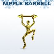 nptd11 barbell pezon acero 316l pvd dorado conos 5mm hombre colgando oro al por mayor