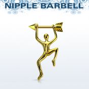 nptd14 barbell pezon acero 316l pvd dorado cono 5mm final flecha hombre colgando oro mayorista