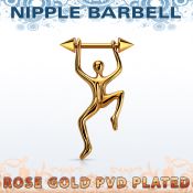 npttd11 barbell pezon acero 316l pvd oro rosa conos 5mm hombre colgando oro rosa distribuidor