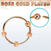 nr27rs aro nariz plata esterlina 925 oro rosa alambre espiral triple bola fija 2mm 10mm mayorista