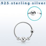 nr28 aro nariz plata esterlina 0 6mm bola fija 3mm entre bolas 2mm 10mm al por mayor