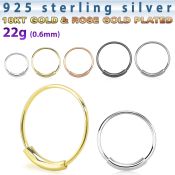 ns01 aro nariz continuo plata esterlina 0 6mm 8mm 1 pieza al por mayor