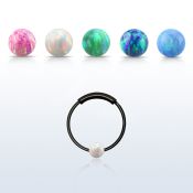 ns03blo aro nariz continuo plata esterlina negro 0 6mm bola opalo 3mm 12mm al por mayor