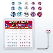 nsbxmm caja display piercing nariz l plata esterlina 925 0 6mm cristal redondo distribuidor
