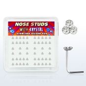 nstrc caja display piercing nariz l plata esterlina 925 0 6mm cristal claro redondo triple 1mm distribuidor mayorista