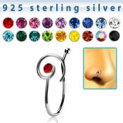 nvcl7 piercing nariz clip plata esterlina espiral cristal centro distribuidor mayorista