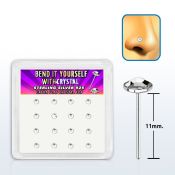 nyfbs16c box w silver bend it nose stud w flat 2.5mm clear tops