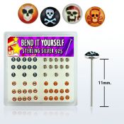 nylgx2 caja display piercing nariz doblar tu mismo plata esterlina 925 0 6mm disenos variados logos calaveras mayorista