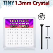 nyrb6xc box w 52 pcs of black plated silver bend it yourself nose studs w tiny 1 25mm clear round crystal tops