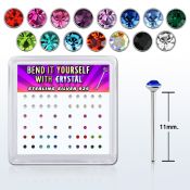 nyrdbxm silver bend it nose studs with assorted color crystals