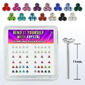 nytrm caja display 52 piercing nariz doblar tu mismo plata 925 0 6mm cristal redondo triple 1mm venta