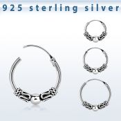 phoxa 925 silver bali style black oxidized hoop earrings