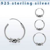 phoxb 925 silver balinese design black oxidized hoop earrings