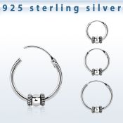 phoxe 925 silver balinese design black oxidized hoop earrings