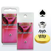 pkml9 piercing labret falso magnetico plata 925 4mm logo carta picas negra bandeja magnetica dorada 1 pieza al por mayor