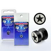 pkmp43 black 316l steel magnetic fake plug w star logo