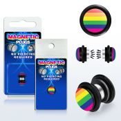 pkmp75 black acrylic magnetic fake plug with rainbow stripes