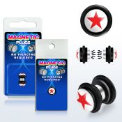 pkmp79 black acrylic magnetic fake plug with red star on white