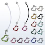 pnd527 piercing ombligo embarazada bolas 5mm acero colgante cristal tachonado corazon longitud 50mm distribuidor mayorista