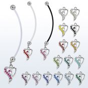 pndhrc2 pregnancy belly ring w dangling heart w crystals