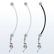 pndz13 piercing ombligo embarazada bolas 5mm acero colgante remolino zirconia redonda longitud 50mm al por mayor