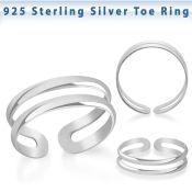 pt796 silver adjustable toe ring two bands