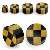 pwky concave double flare crocodile black ebony wood plug