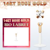 rbizqc labret bio flexible transparente oro rosa 14 kts presion zirconia cuadrada 2mm al por mayor