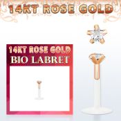 rbizsc labret bio flexible transparente oro rosa 14 kts presion zirconia estrella 3mm venta