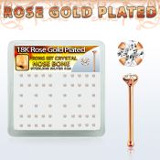 rsbp14xc box w rose gold plated silver nose bone w 2mm crystal