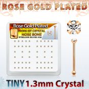 rsbp6xc caja display piercing nariz hueso plata esterlina 0 6mm oro rosa cristal redondo claro 1 25mm distribuidor mayorista