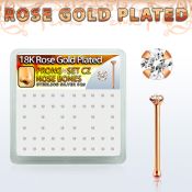 rsbz12xc caja display piercing nariz hueso plata esterlina 0 6mm oro rosa zirconia redonda clara 1 25mm distribuidor mayorista