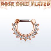 rsepc14 septum click plata 925 oro rosa barra cierre acero 316l zirconia distribuidor