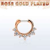 rseph14 septum click plata 925 oro rosa barra cierre acero 316l 3 grandes zirconia 4 zirconia venta