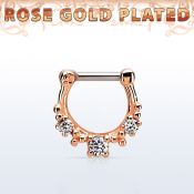 rsepl14 septum click plata 925 oro rosa barra cierre acero 316l grande zirconia rodeada otras 4 mas distribuidor mayorista