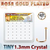 rsw6xc caja display 36 piercing nariz l plata 925 oro rosa 0 6mm cristal 1 25mm al por mayor